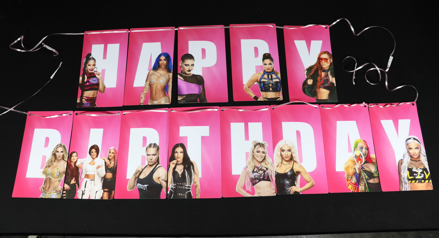 Girls Wrestling Happy Birthday Banner