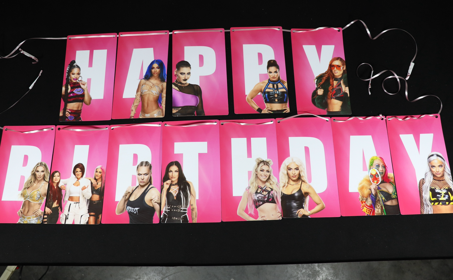 Girls Wrestling Happy Birthday Banner