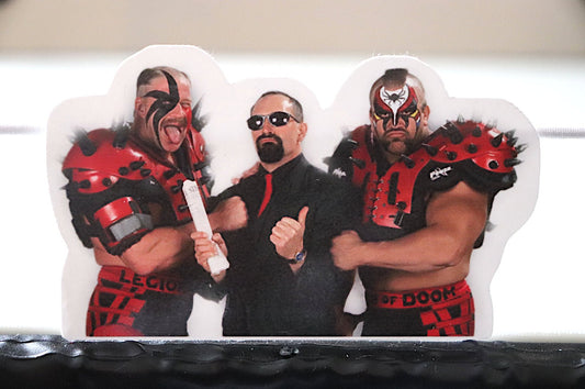 Road Warriors Sticker 4 [Hawk and Animal - Ric Flair -  Hulk Hogan - Randy Savage - Ultimate Warrior - Bret Hart]