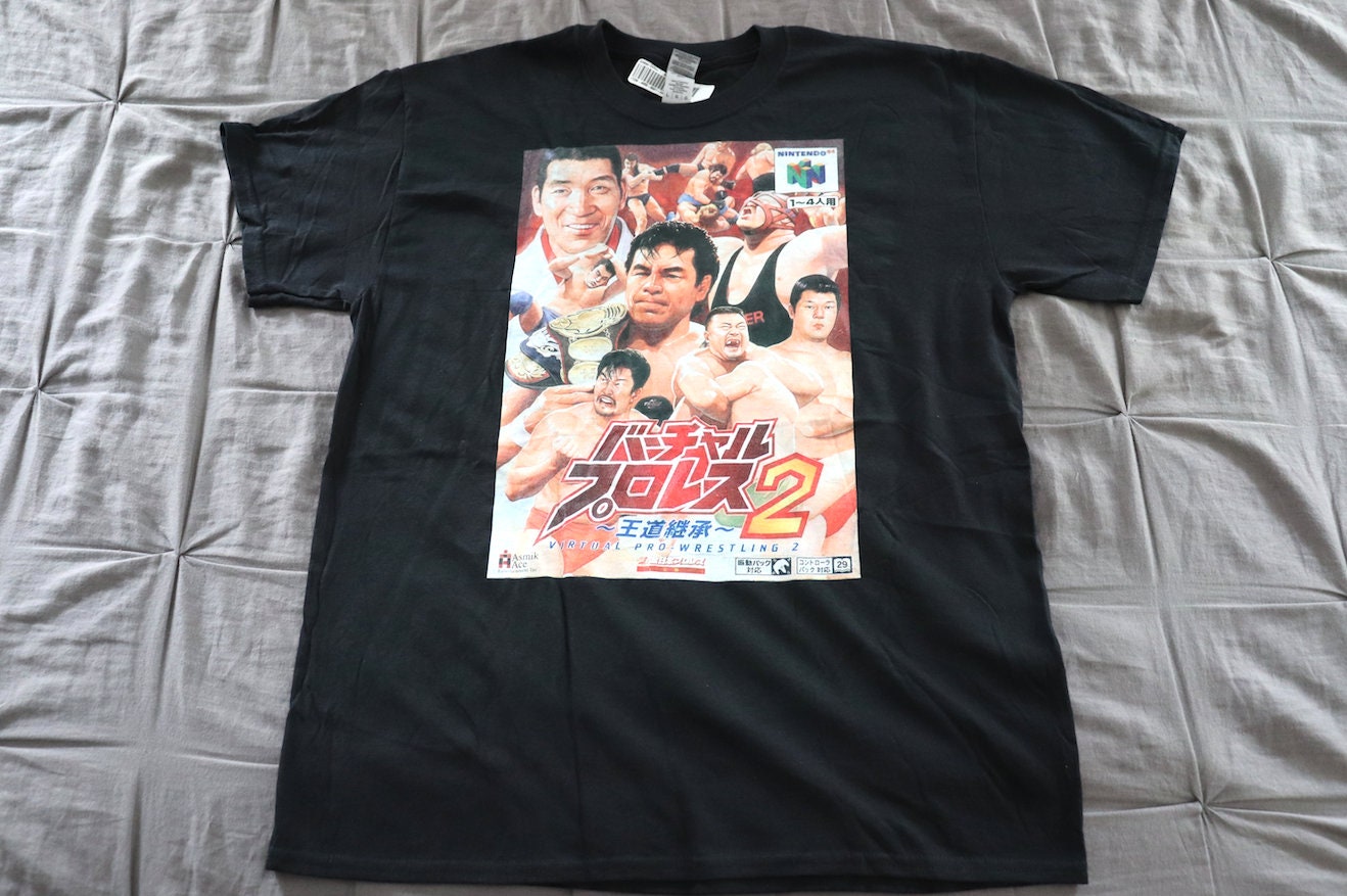 Virtual Pro Wrestling 2 N64 T-Shirt [Japan - Ric Flair - Hulk Hogan - Japanese Pro Wrestling - NjPw - Retro Games - Video Games]