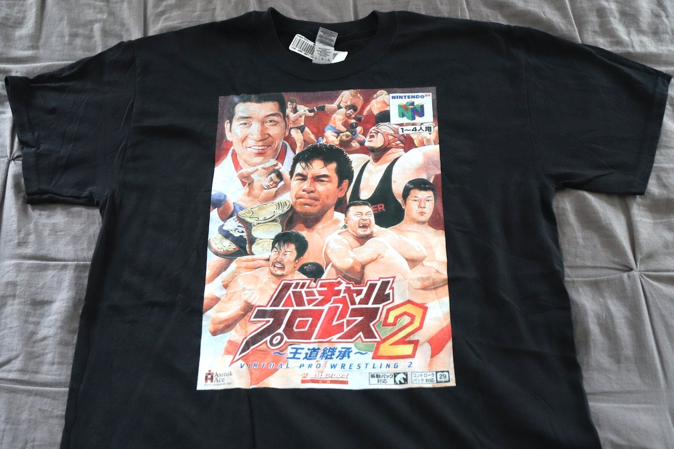 Virtual Pro Wrestling 2 N64 T-Shirt [Japan - Ric Flair - Hulk Hogan - Japanese Pro Wrestling - NjPw - Retro Games - Video Games]