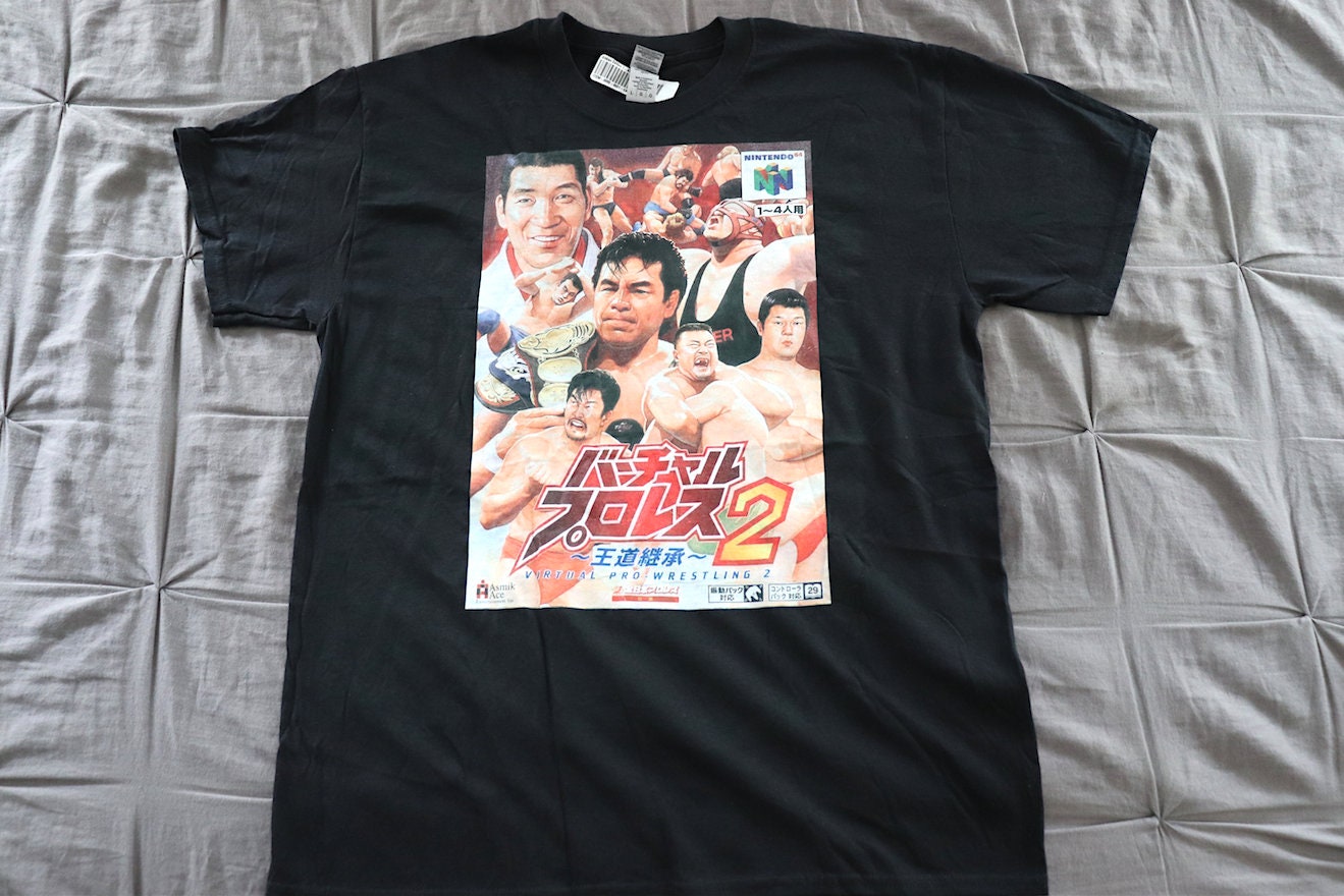 Virtual Pro Wrestling 2 N64 T-Shirt [Japan - Ric Flair - Hulk Hogan - Japanese Pro Wrestling - NjPw - Retro Games - Video Games]