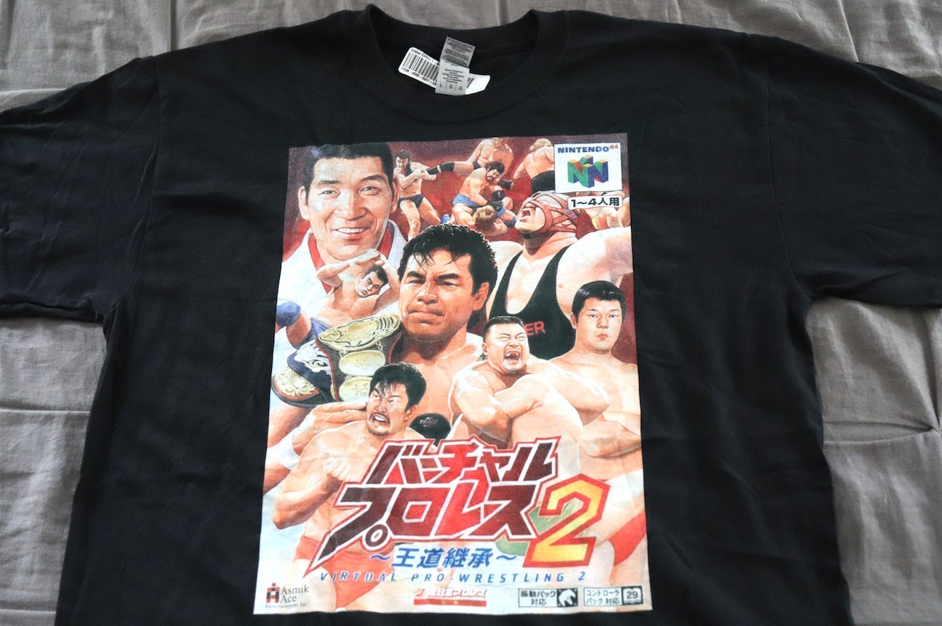 Virtual Pro Wrestling 2 N64 T-Shirt [Japan - Ric Flair - Hulk Hogan - Japanese Pro Wrestling - NjPw - Retro Games - Video Games]