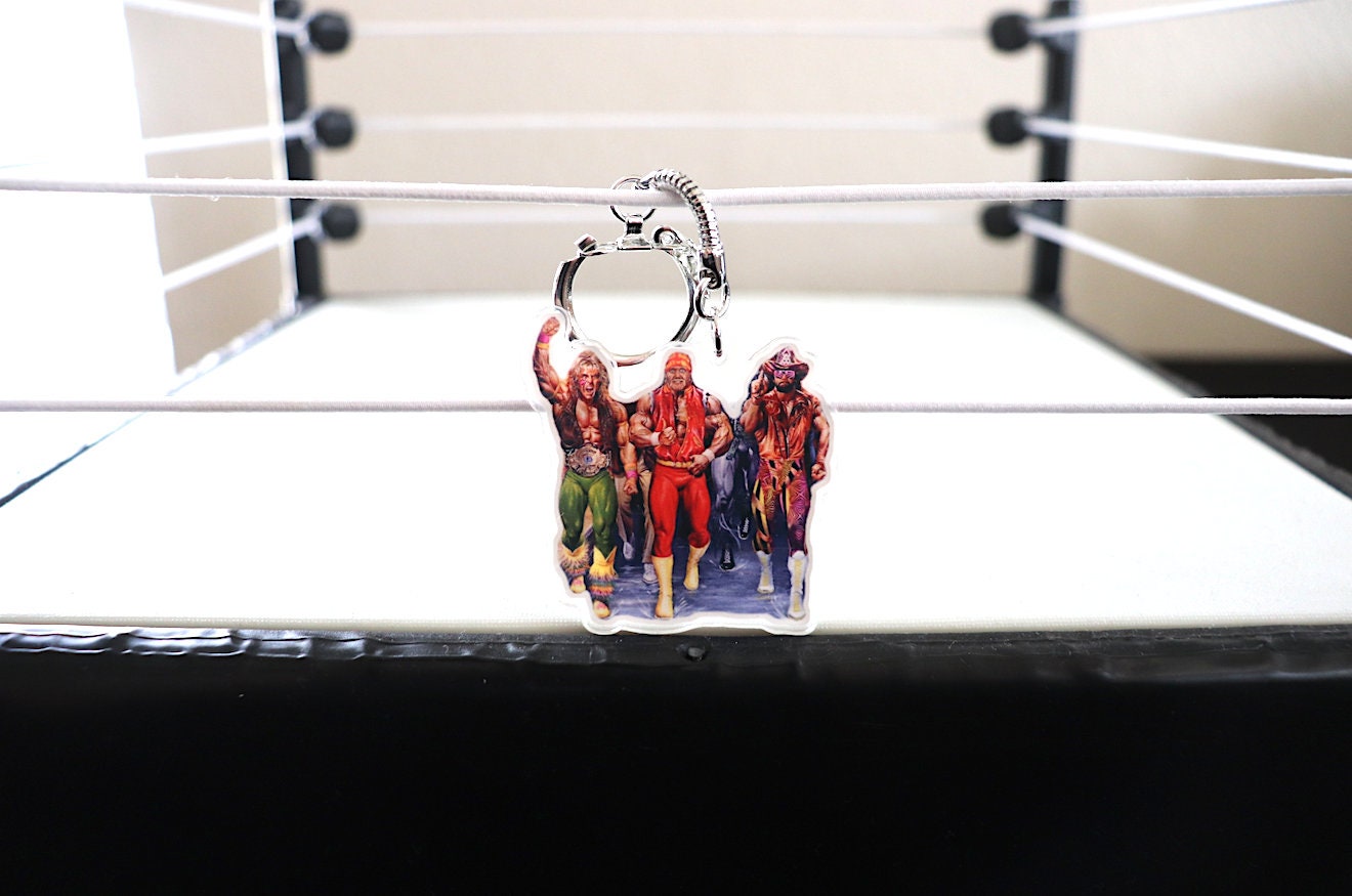 Hulk Hogan, Randy Savage & Ultimate Warrior KeyChain [Ric Flair -  Father's Day - Birthday Gift - Love - For Him]