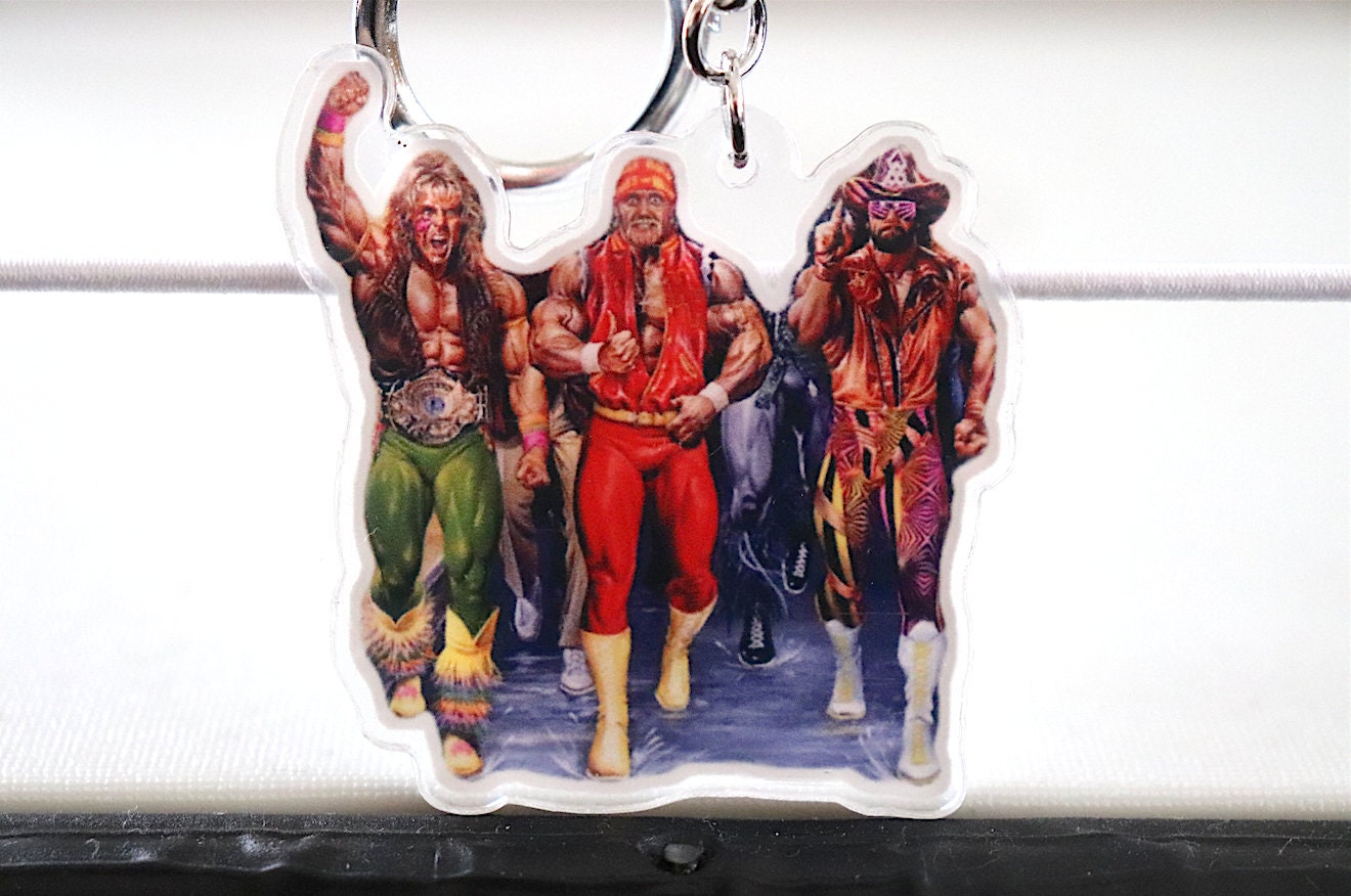 Hulk Hogan, Randy Savage & Ultimate Warrior KeyChain [Ric Flair -  Father's Day - Birthday Gift - Love - For Him]