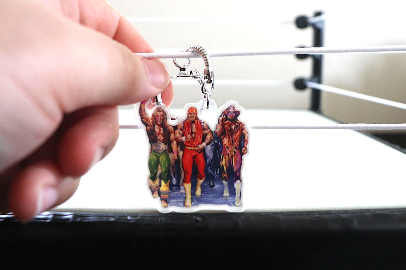 Hulk Hogan, Randy Savage & Ultimate Warrior KeyChain [Ric Flair -  Father's Day - Birthday Gift - Love - For Him]