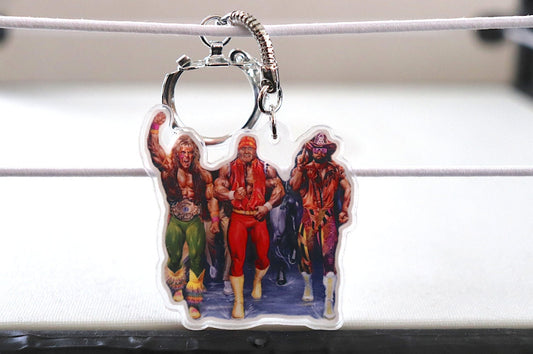 Hulk Hogan, Randy Savage & Ultimate Warrior KeyChain [Ric Flair -  Father's Day - Birthday Gift - Love - For Him]