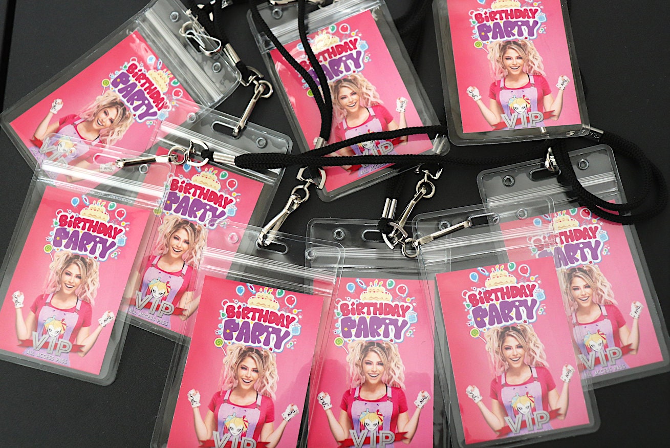 Girls Wrestling VIP Birthday Lanyards (Al3x@ Bl1ss Version) [Girls Birthday Decorations, Birthday Decor, Birthday]