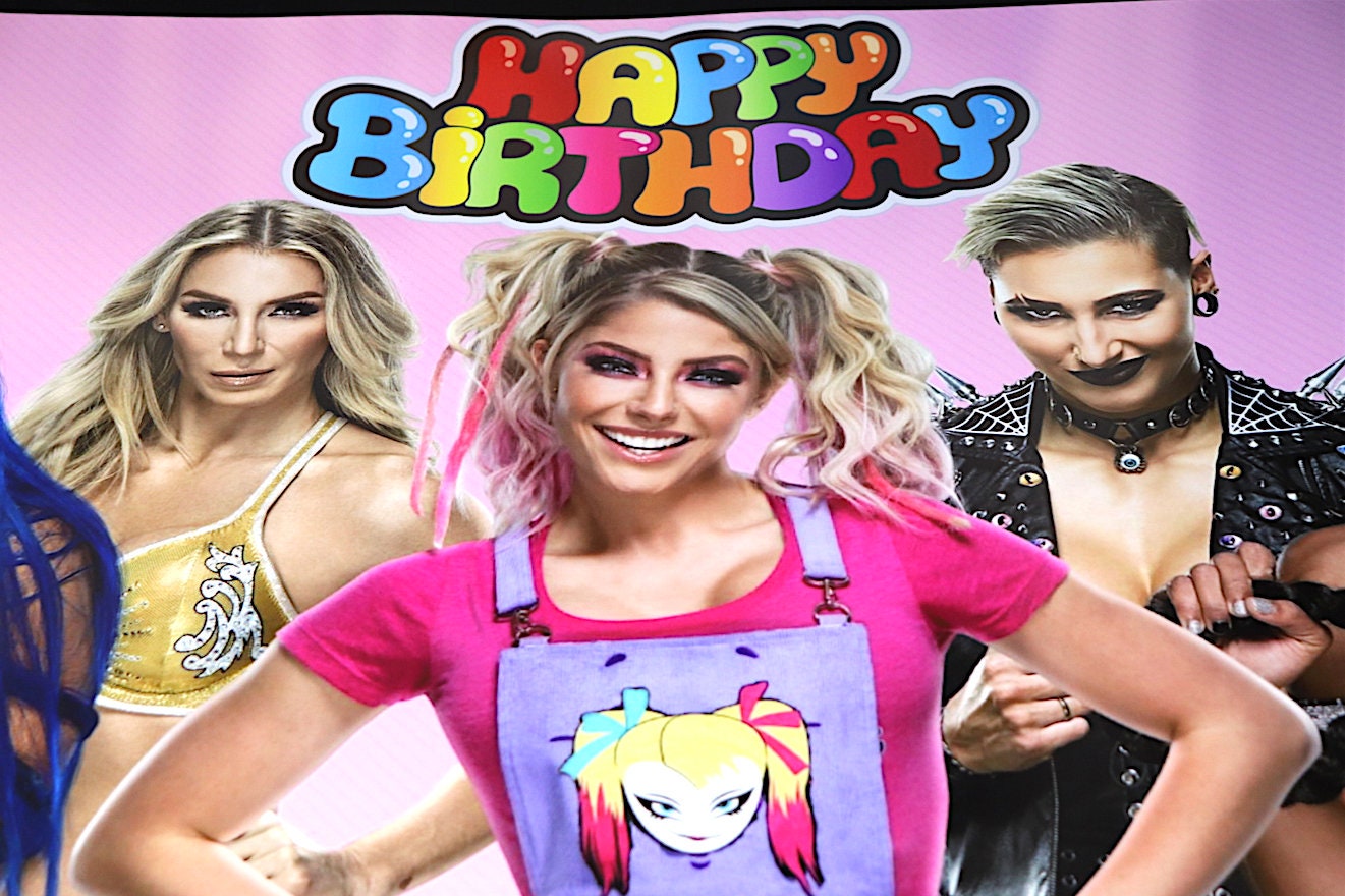 Girls Wrestling Happy Birthday 20x30 W@ll Poster [Girls Birthday Decorations, Birthday Decor, Al3x@ Bl1ss, B3cky, S@sh@ B@nks]