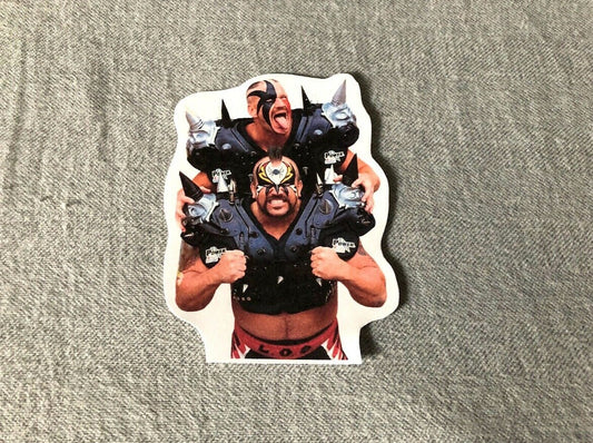 Road Warriors Sticker 7 [Hawk and Animal - Ric Flair -  Hulk Hogan - Randy Savage - Ultimate Warrior - Bret Hart]