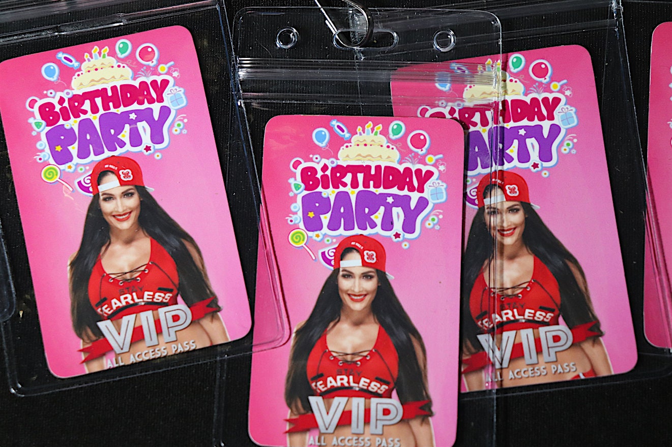 Girls Wrestling VIP Birthday Lanyards (N1kk1 Bell@ Version) [Girls Birthday Decorations, Birthday Decor, Birthday]