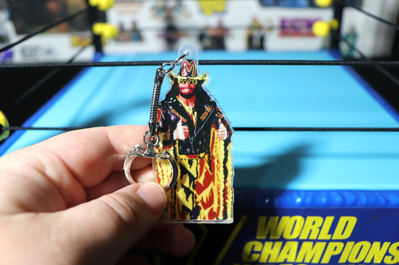 Randy Savage KeyChain 3 [Macho Man - Hulk Hogan - Ric Flair - KeyChains - Pop Culture - Birthday Gift, Valentines Day Gift, Valentines Day]