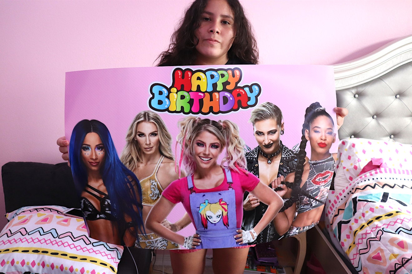 Girls Wrestling Happy Birthday 20x30 W@ll Poster [Girls Birthday Decorations, Birthday Decor, Al3x@ Bl1ss, B3cky, S@sh@ B@nks]