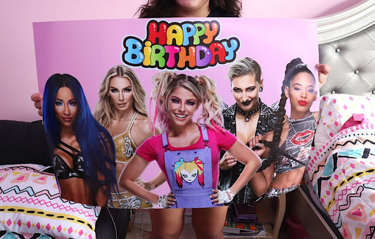 Girls Wrestling Happy Birthday 20x30 W@ll Poster [Girls Birthday Decorations, Birthday Decor, Al3x@ Bl1ss, B3cky, S@sh@ B@nks]