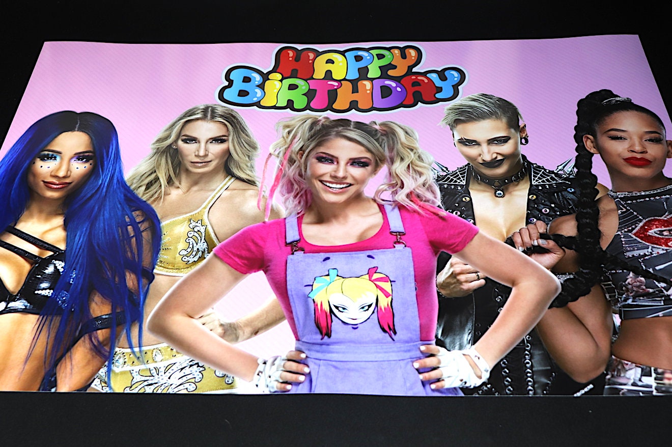 Girls Wrestling Happy Birthday 20x30 W@ll Poster [Girls Birthday Decorations, Birthday Decor, Al3x@ Bl1ss, B3cky, S@sh@ B@nks]