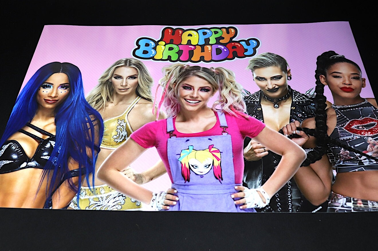 Girls Wrestling Happy Birthday 20x30 W@ll Poster [Girls Birthday Decorations, Birthday Decor, Al3x@ Bl1ss, B3cky, S@sh@ B@nks]