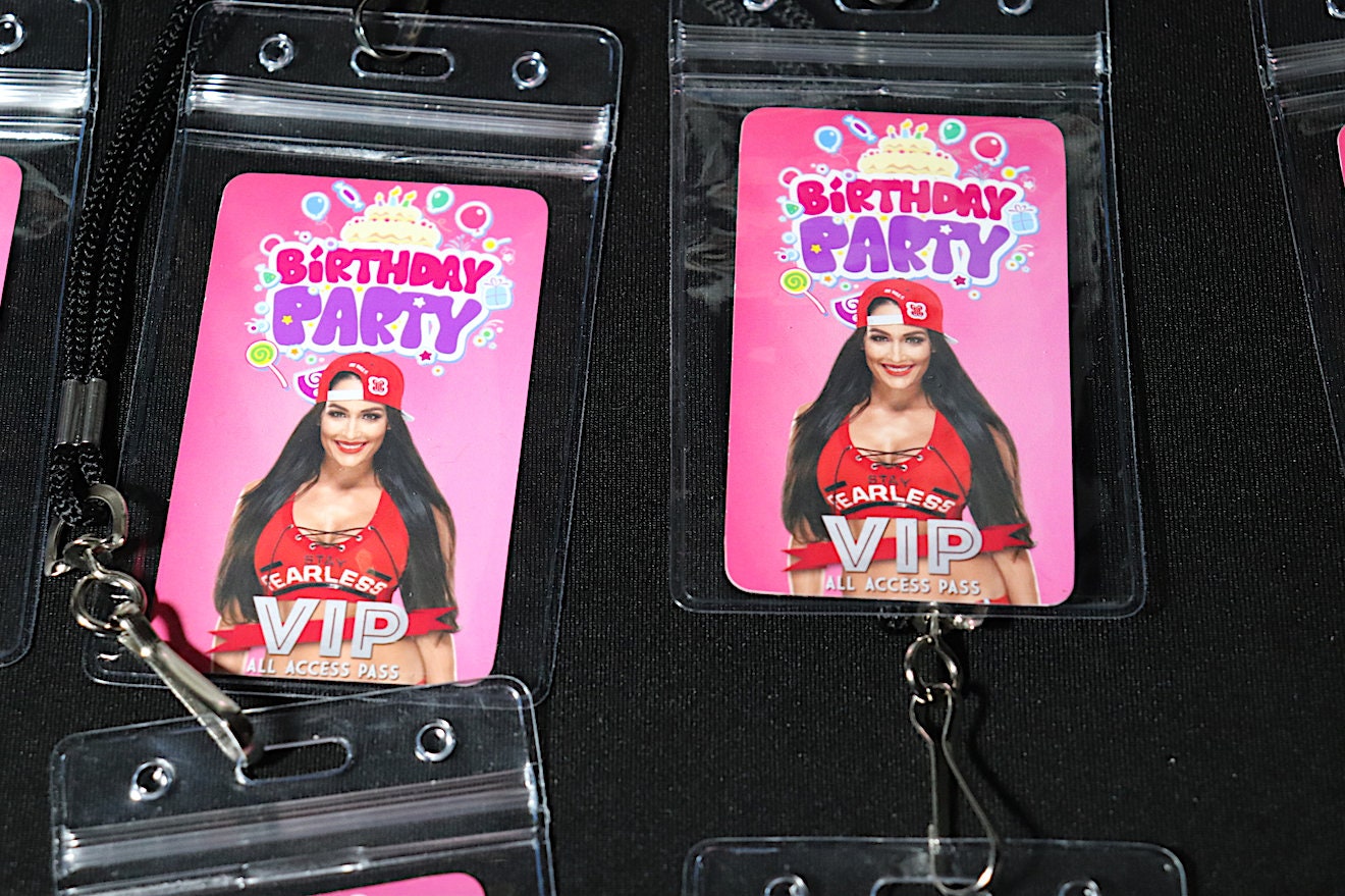 Girls Wrestling VIP Birthday Lanyards (N1kk1 Bell@ Version) [Girls Birthday Decorations, Birthday Decor, Birthday]