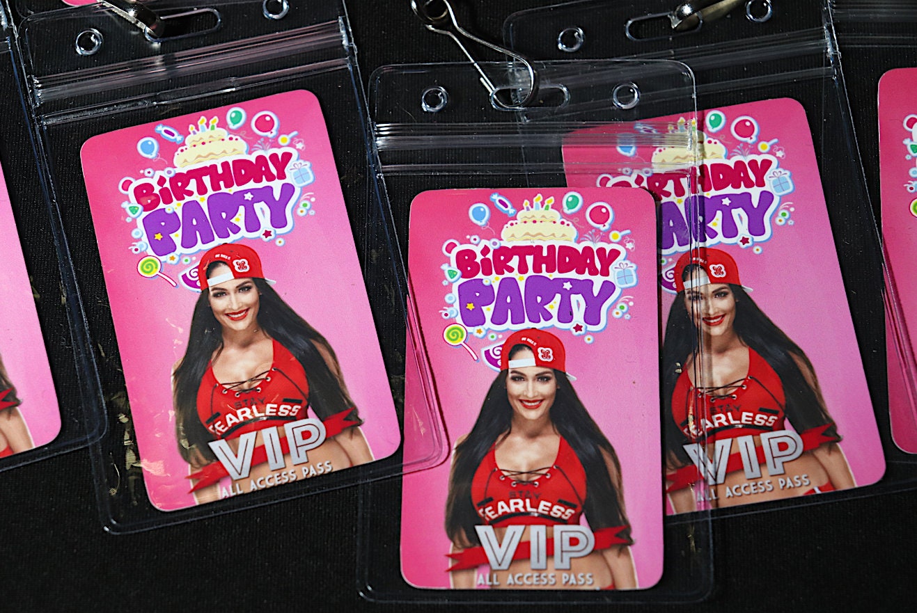 Girls Wrestling VIP Birthday Lanyards (N1kk1 Bell@ Version) [Girls Birthday Decorations, Birthday Decor, Birthday]