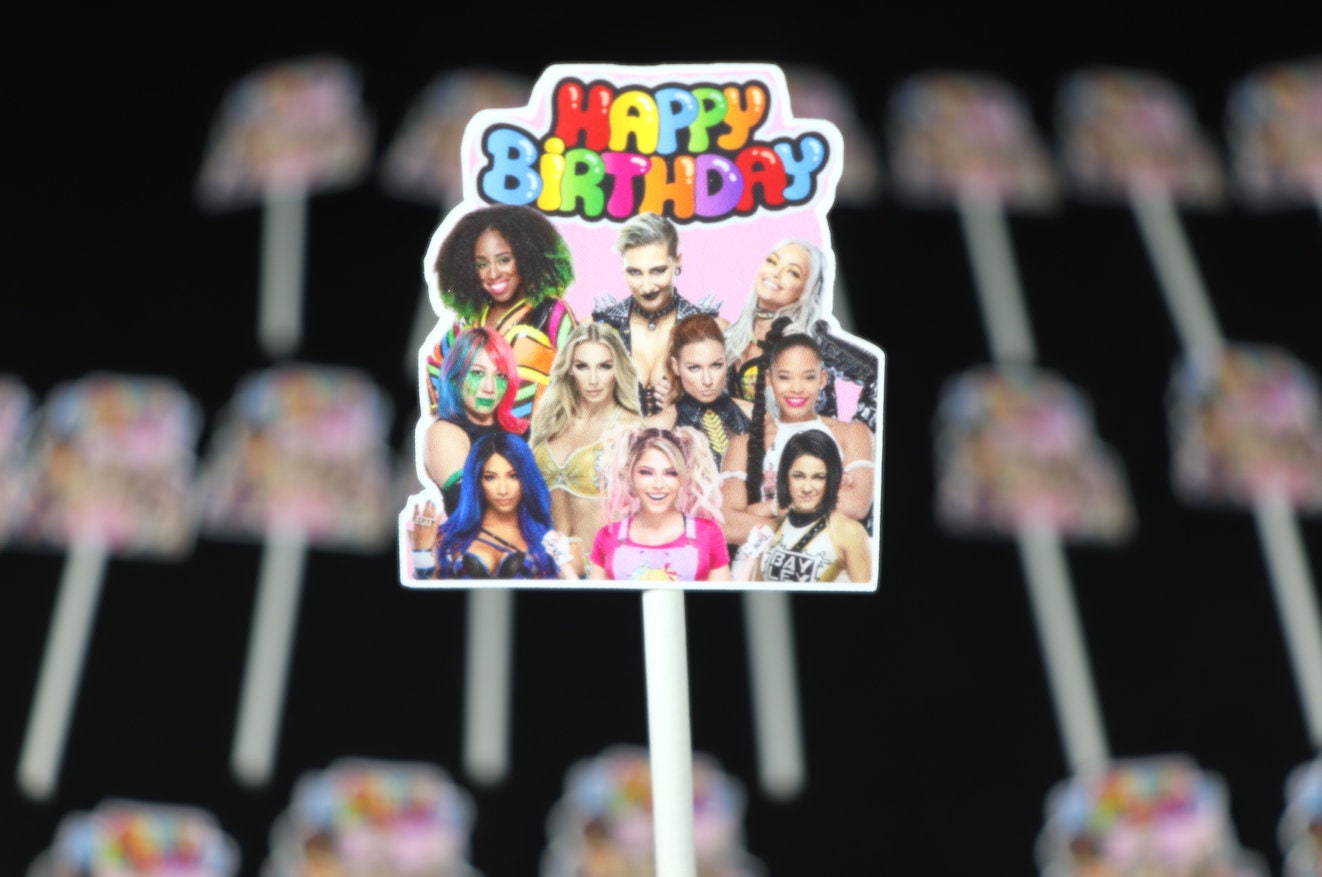 Girls Wrestling Birthday Party Cupcake Toppers (24) [Girls Birthday Decorations, Birthday Decor, Al3x@ Bl1ss, B3cky, S@sh@ B@nks]