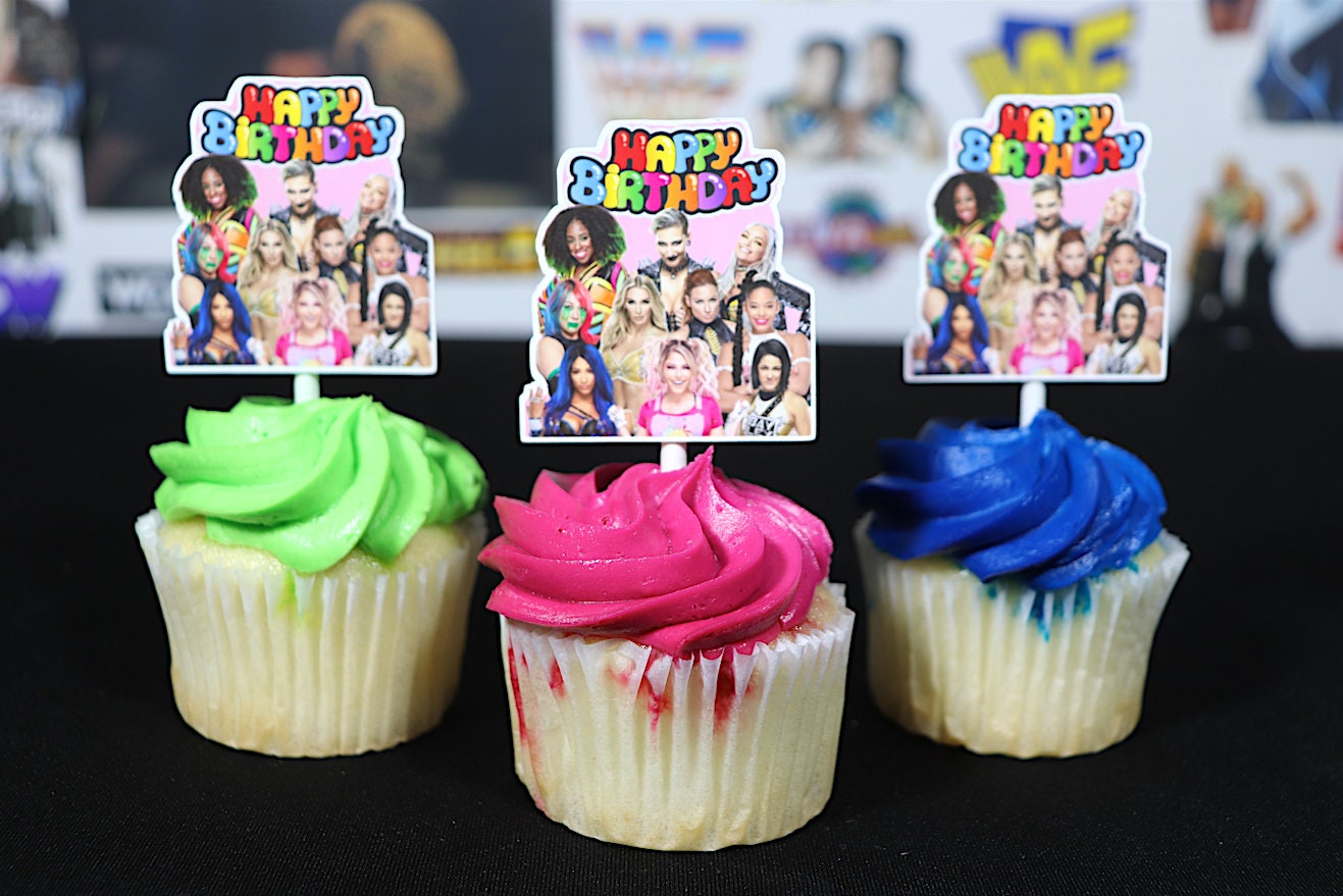 Girls Wrestling Birthday Party Cupcake Toppers (24) [Girls Birthday Decorations, Birthday Decor, Al3x@ Bl1ss, B3cky, S@sh@ B@nks]