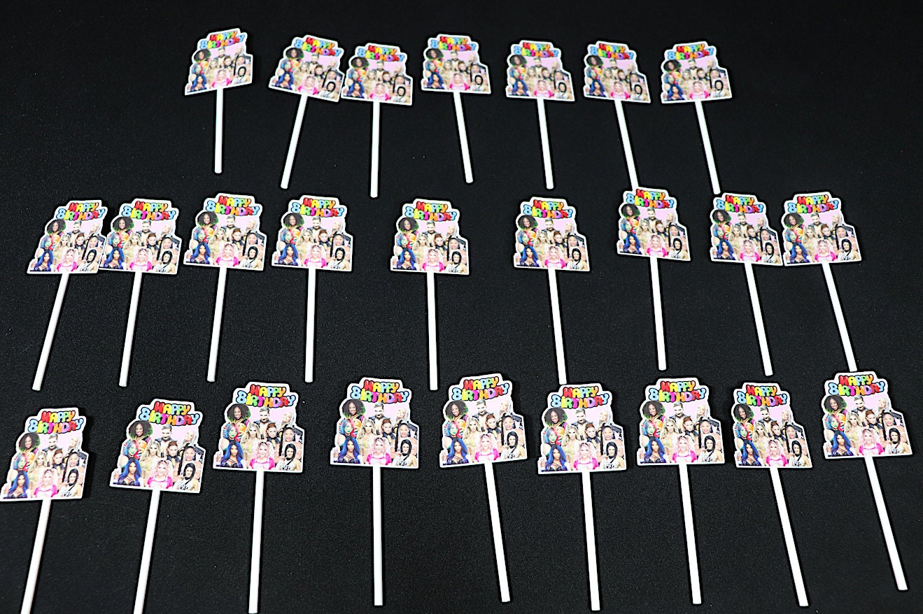 Girls Wrestling Birthday Party Cupcake Toppers (24) [Girls Birthday Decorations, Birthday Decor, Al3x@ Bl1ss, B3cky, S@sh@ B@nks]