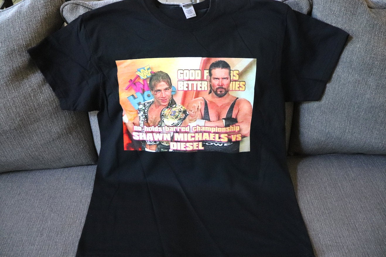 Shawn v Big D T-Shirt [Bret Hart - Pop Culture - Hulk Hogan - Ric Flair - Randy Savage - Birthday - Christmas - Secret Santa]