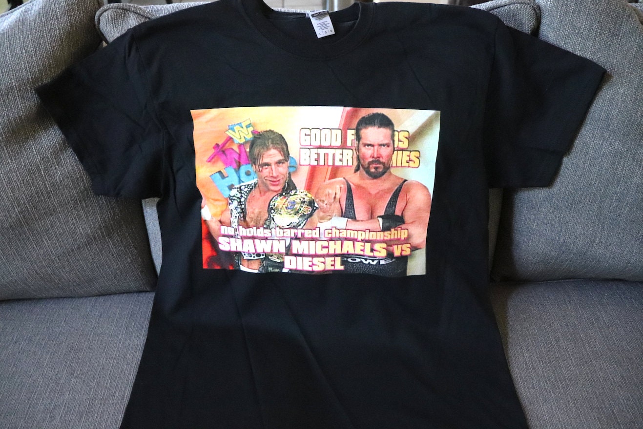 Shawn v Big D T-Shirt [Bret Hart - Pop Culture - Hulk Hogan - Ric Flair - Randy Savage - Birthday - Christmas - Secret Santa]