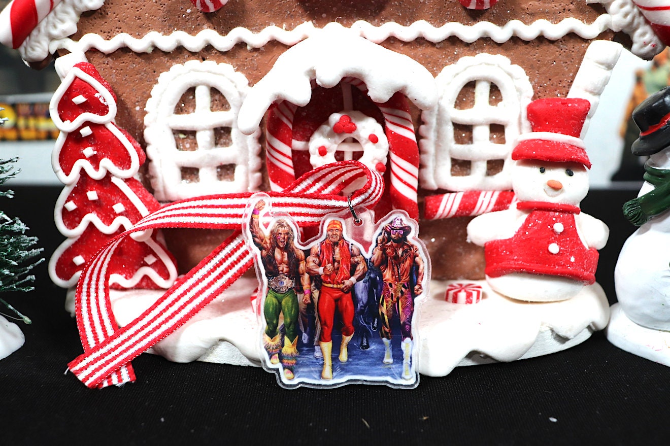 Hulk Hogan, Randy Savage & Warrior Acrylic Christmas Tree Ornament