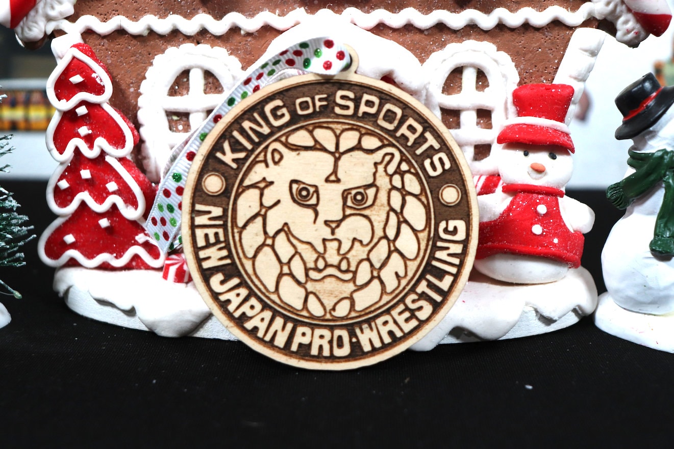 NJPW Wooden Christmas Tree Ornament (Christmas, Secret Santa, Christmas Gift, Holiday, Birthday, Hulk Hogan, Macho Man, Japan, Halloween)