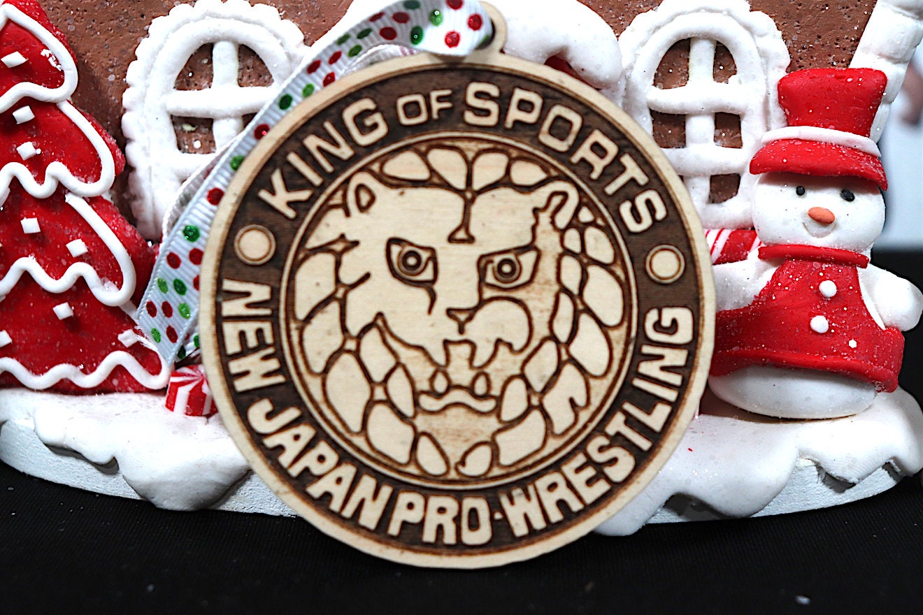 NJPW Wooden Christmas Tree Ornament (Christmas, Secret Santa, Christmas Gift, Holiday, Birthday, Hulk Hogan, Macho Man, Japan, Halloween)