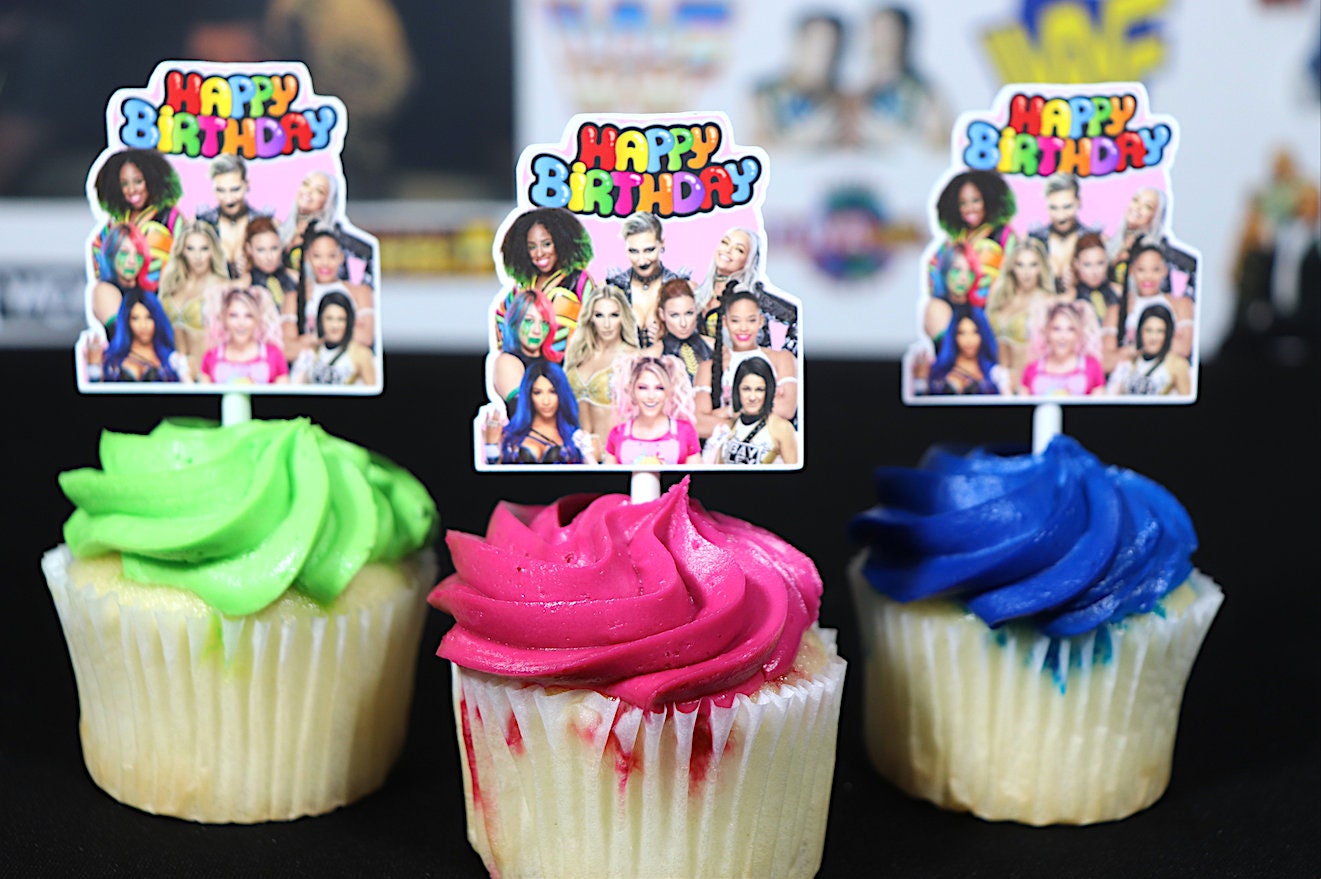 Girls Wrestling Birthday Party Cupcake Toppers (24) [Girls Birthday Decorations, Birthday Decor, Al3x@ Bl1ss, B3cky, S@sh@ B@nks]