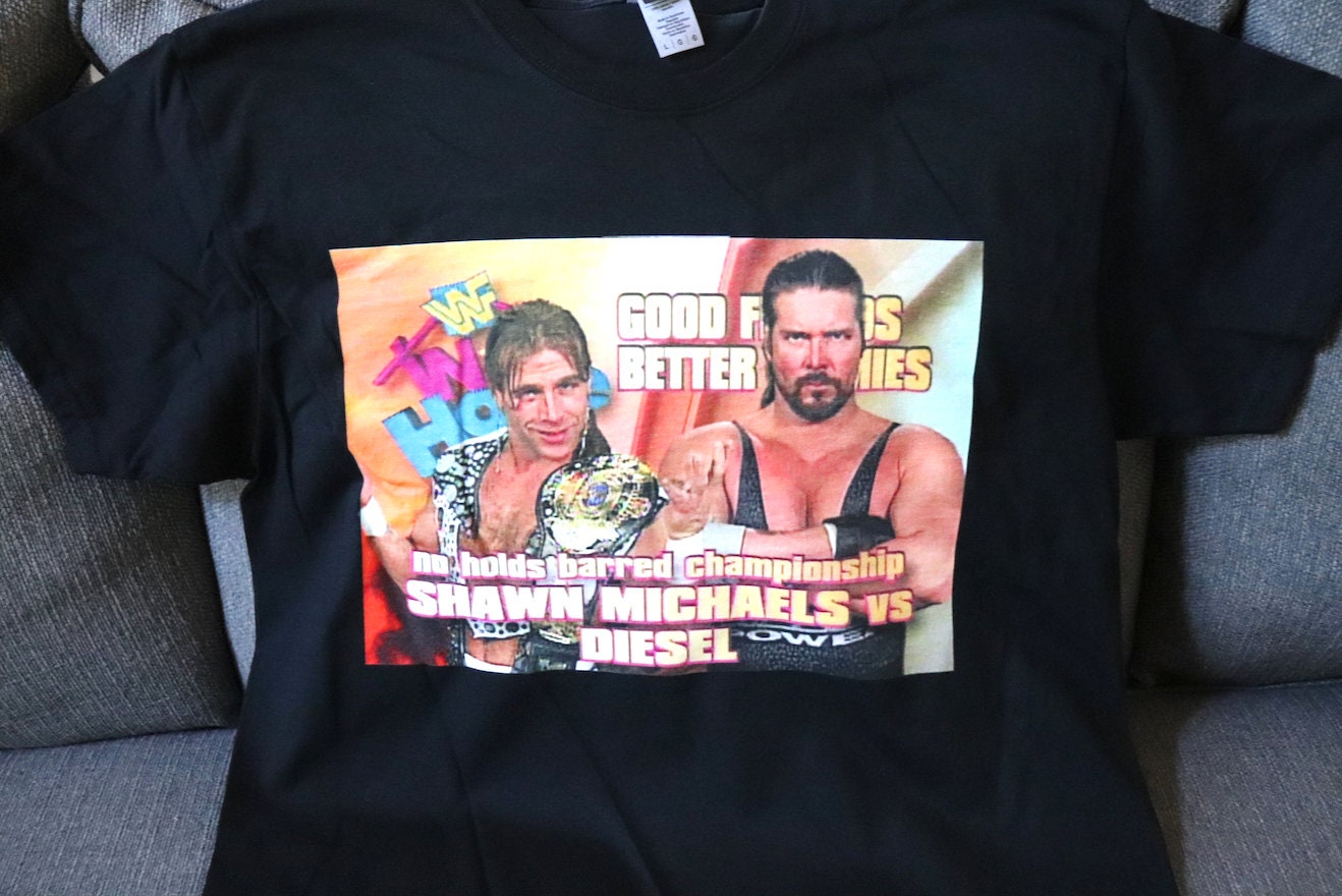 Shawn v Big D T-Shirt [Bret Hart - Pop Culture - Hulk Hogan - Ric Flair - Randy Savage - Birthday - Christmas - Secret Santa]