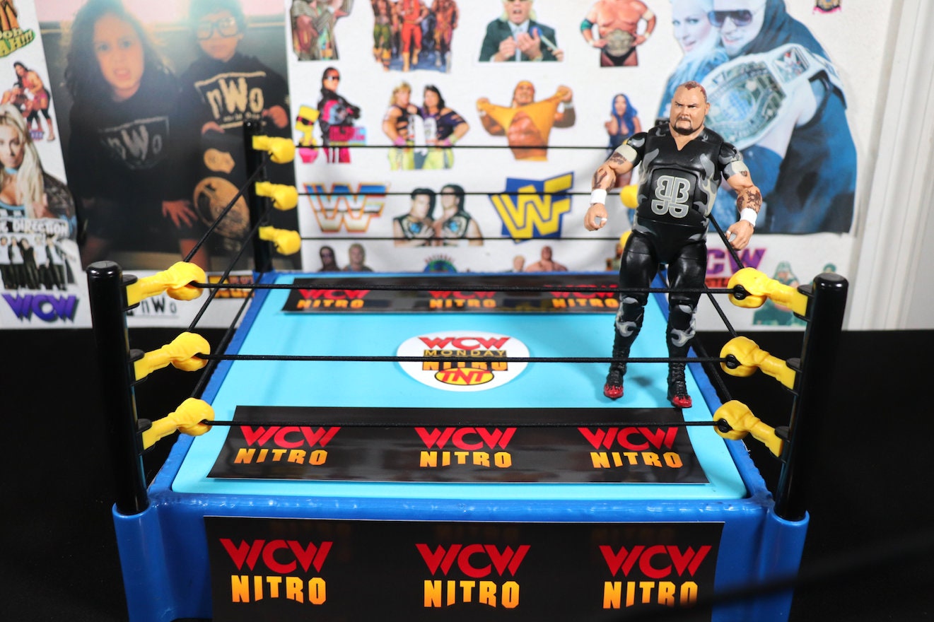 VVCVV Nitr0 Ring Stickers [4 Sides] [For Wrestling Toy Rings] [Hulk Hogan - Bret Hart - Ric Flair - Randy Savage - Action Figures]