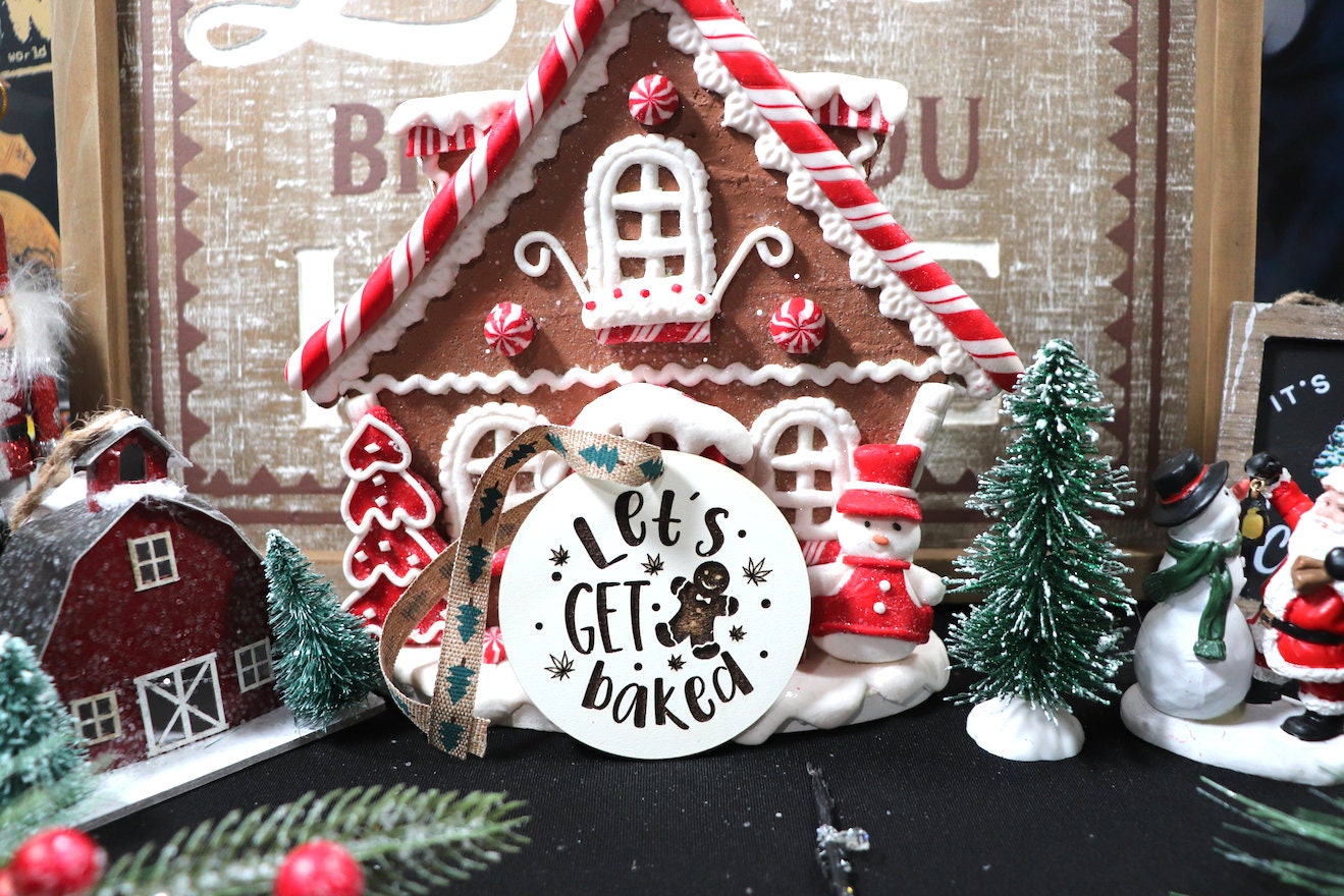 Let's Get Baked Wooden Christmas Tree Ornament (Christmas Present, Christmas Ornament, Secret Santa, Black Friday, Cyber Monday, Gift)