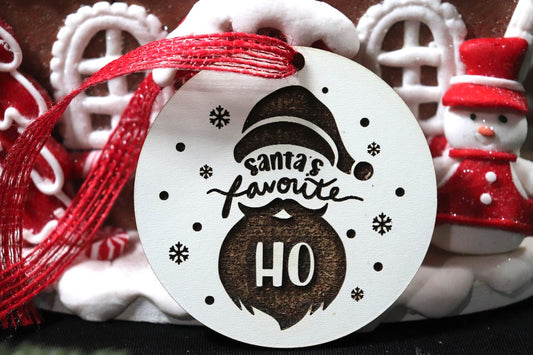 Santa's Favorite Wooden Christmas Tree Ornament (Christmas Present, Christmas Ornament, Secret Santa, Black Friday, Cyber Monday, Gift)