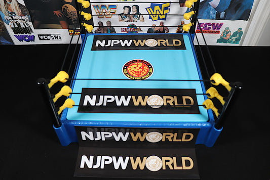 NJPW Ring Stickers [4 Sides] [For Wrestling Toy Rings] [Hulk Hogan - Bret Hart - Ric Flair - Randy Savage - Shawn Michaels - Action Figures]