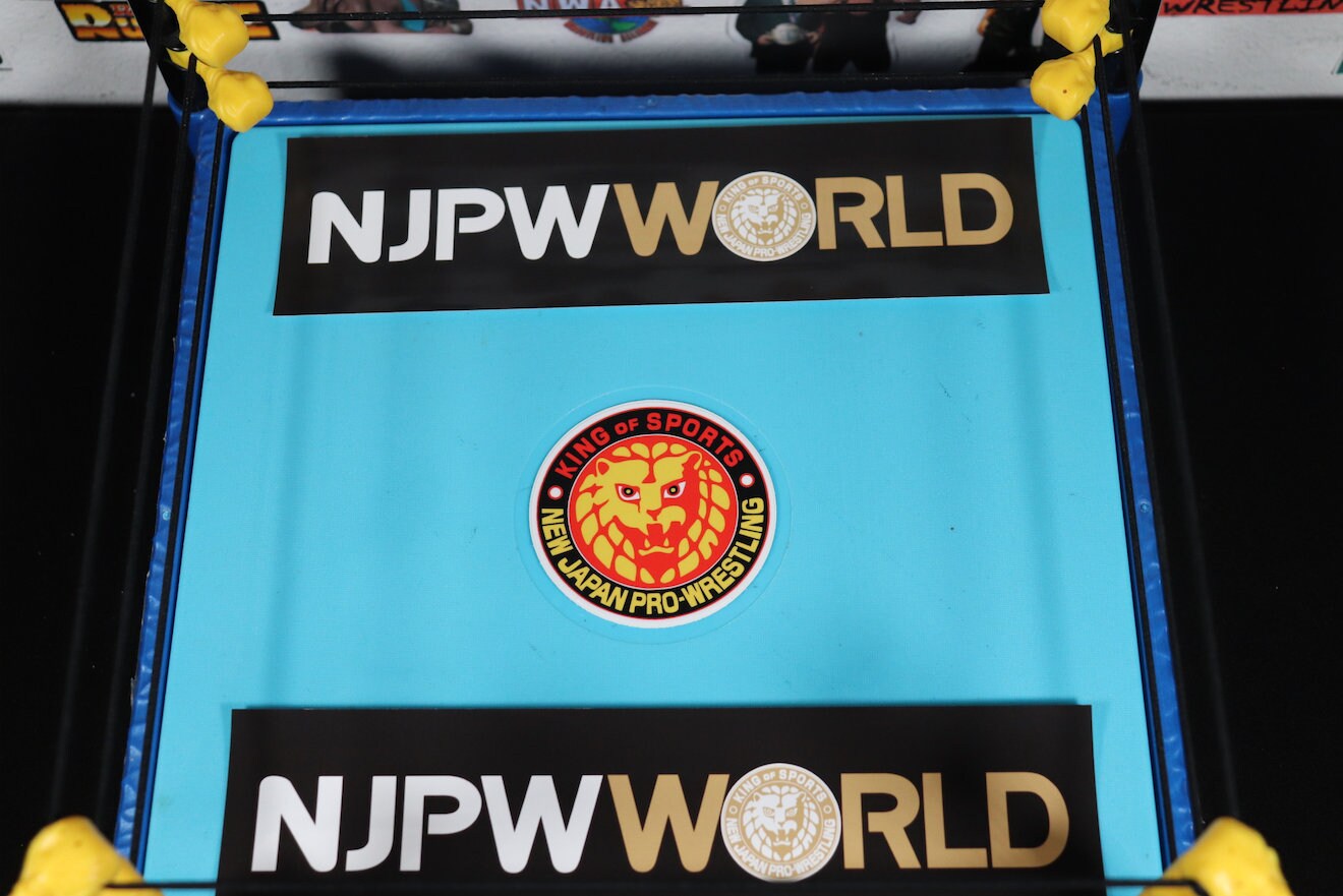 NJPW Ring Stickers [4 Sides] [For Wrestling Toy Rings] [Hulk Hogan - Bret Hart - Ric Flair - Randy Savage - Shawn Michaels - Action Figures]