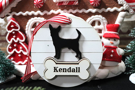 Custom Wooden Dog & Bone Christmas Tree Ornament (Customizable, Pets, Dogs, Christmas Present, Christmas Ornament, Secret Santa, Fur Babies)