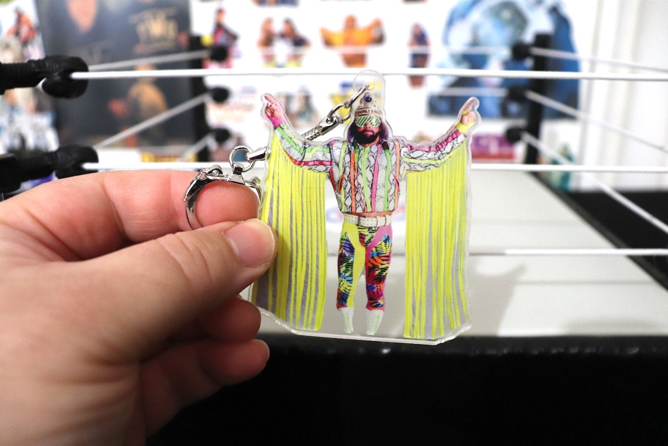 Randy Savage KeyChain 4 [Macho Man - Hulk Hogan - Ric Flair - KeyChains - Pop Culture - Birthday Gift, Valentines Day Gift, Valentines Day]