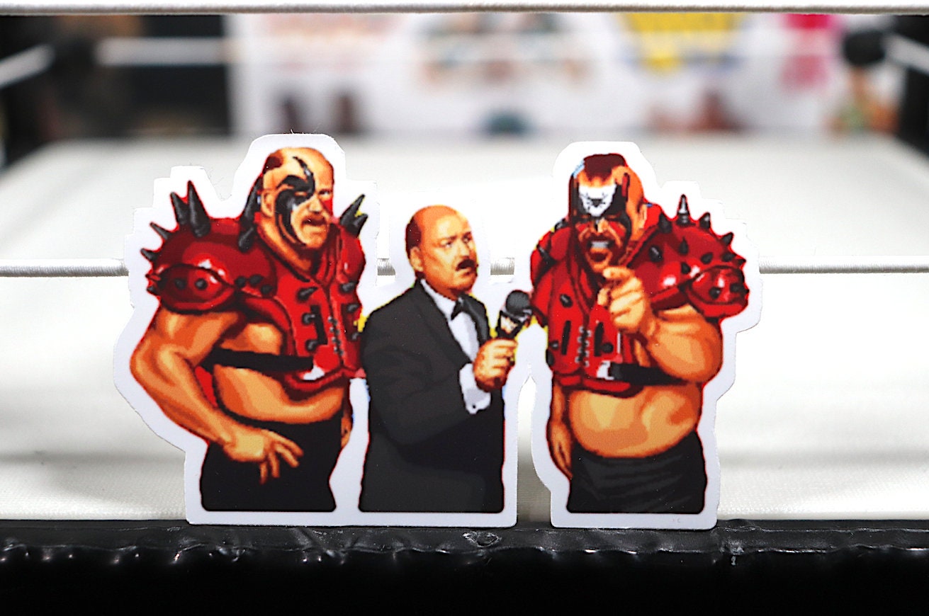 Road Warriors Sticker 11 [Hawk and Animal - Ric Flair -  Hulk Hogan - Randy Savage - Ultimate Warrior - Bret Hart]