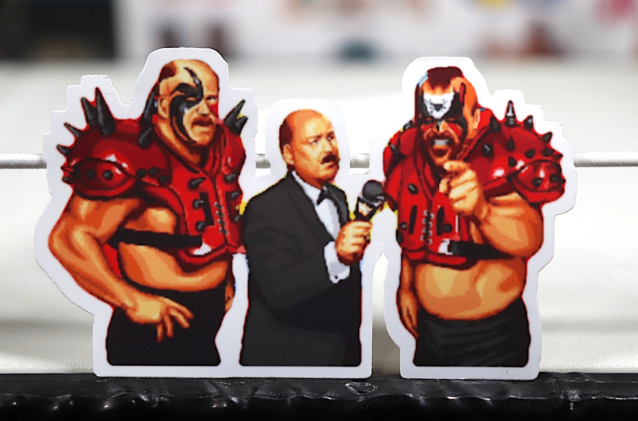 Road Warriors Sticker 11 [Hawk and Animal - Ric Flair -  Hulk Hogan - Randy Savage - Ultimate Warrior - Bret Hart]