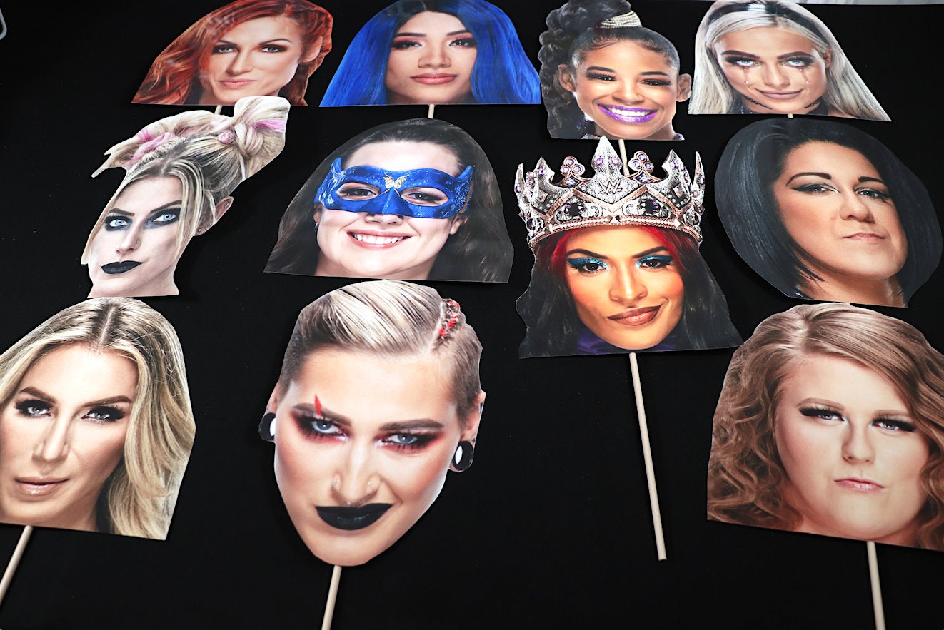 Girls Pro Wrestling Birthday Party Masks [Girls Birthday Decorations, Birthday Decor, Birthday, Al3x@ Bl1ss, B3cky, S@sh@ B@nks]