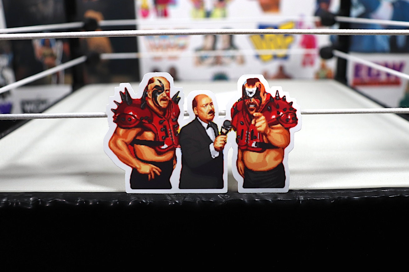 Road Warriors Sticker 11 [Hawk and Animal - Ric Flair -  Hulk Hogan - Randy Savage - Ultimate Warrior - Bret Hart]