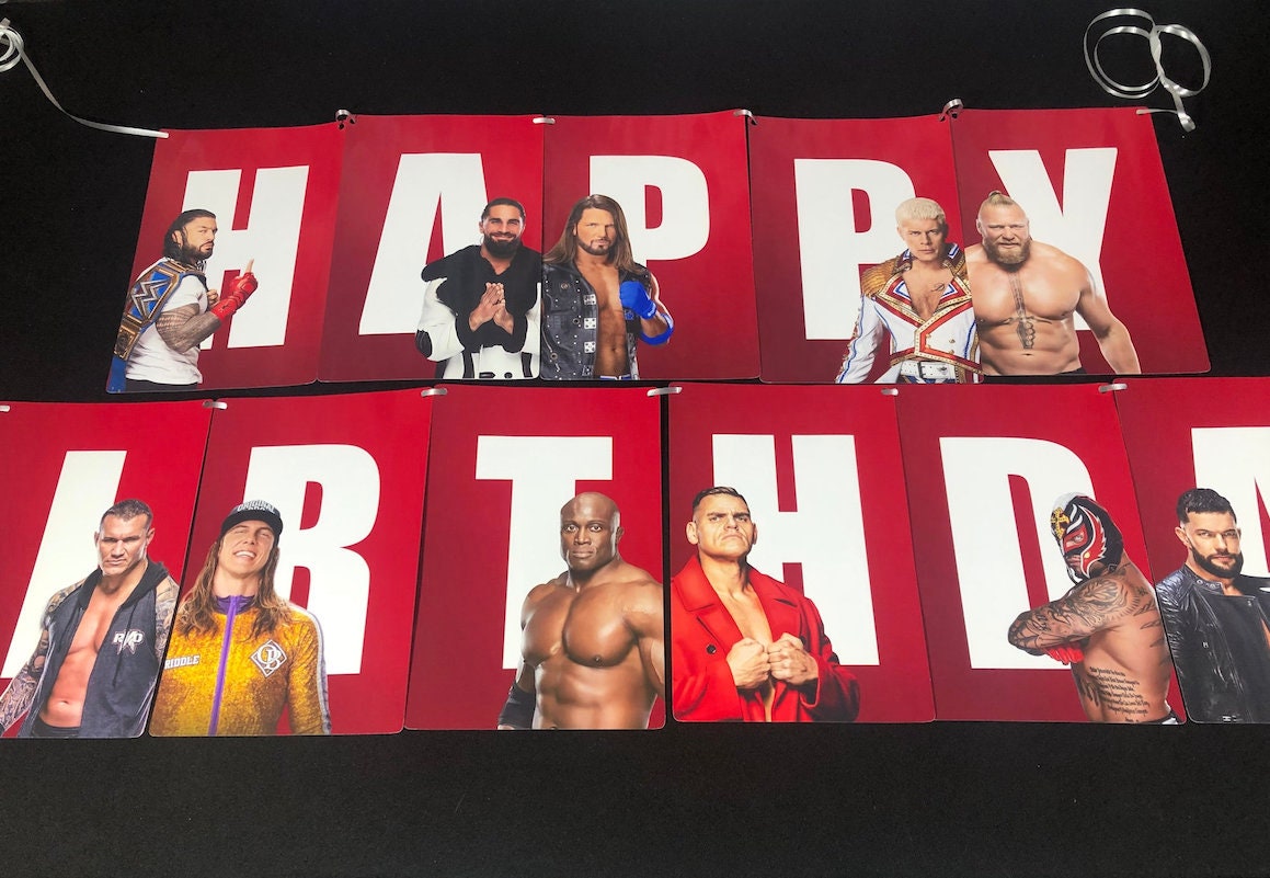 Boys Wrestling Happy Birthday Banner